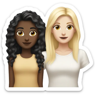 Black haired white girl and blonde haired white girl besties sticker