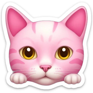 pink cat with pillow  sticker