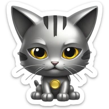 Looks hard cartoon metalic steel kitty like pokemon on sticker