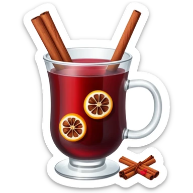 mulled wine in glass cup without straw sticker
