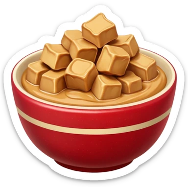 bowl with apple chunks with peanut butter sticker