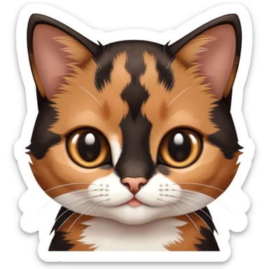 A young black and brown calico kitten sticker