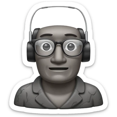 Un moai tranquilo con unos lentes y una sonrisa simple sin mostrar los dientes sticker