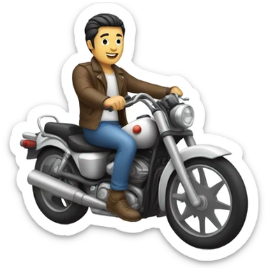 Asian man riding a motorcycle  sticker