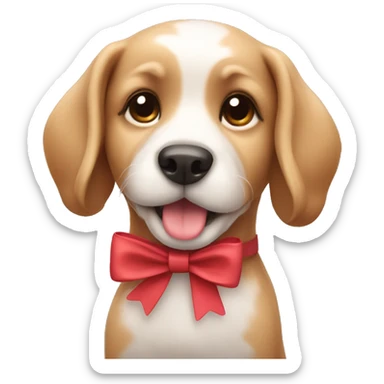 Cute dog with ping bow sticker
