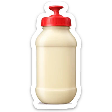 Mayonnaise bottle with red lid  sticker