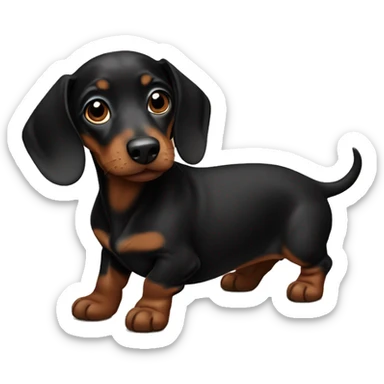 Black brown dachshund pup sticker