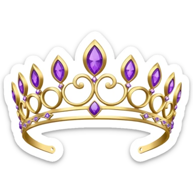 gold headband tiara with purple diamonds sticker