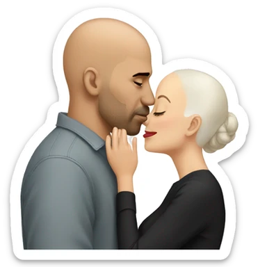 Bald spanish man kissing white brunette sticker