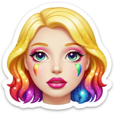 rainbow sparkles on lush lips sticker