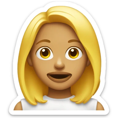 Girl emoji with a yellow bone in her mouth sticker