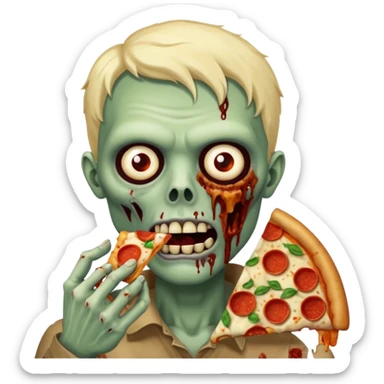 zombie eating pizza slice sticker