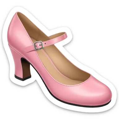 Has a rounded toe and a strap across the instep — one pink pair resembles this style.Mary Jane sticker