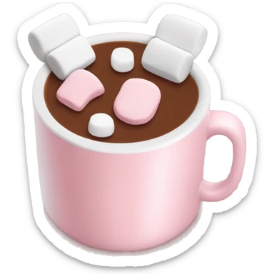 Light Pink mug of hot chocolate with marshmallows  sticker