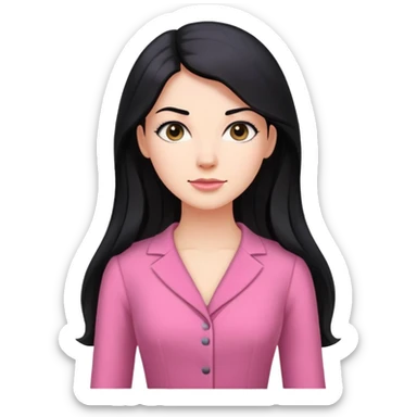 Business dress pink woman caucasian long black hair girl sticker