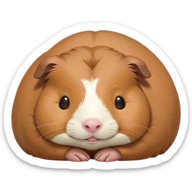 Meme-Worthy Cute Sleeping Brown Guinea Pig Portrait Emoji, Head resting peacefully with a contented smile, showcasing a delightfully chubby build and a luxuriously soft brown coat, eyes shut in a serene, cozy nap, Simplified yet hilariously adorable features, highly detailed, glowing with a soft, drowsy light, high shine, relaxed and utterly lovable, stylized with an air of playful laziness, bright and heartwarming, soft glowing outline, capturing the essence of a comically sleepy guinea pig, so meme-worthy it feels like it could instantly become the next viral sensation of adorable slumber! sticker
