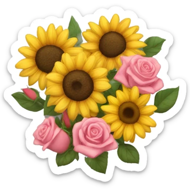 Ramo de rosas y girasoles  sticker