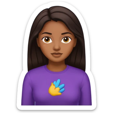 create an emoji, brown long sleeves, for women, now human sticker