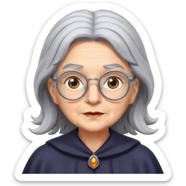 old witch with grey hair and glasses sticker