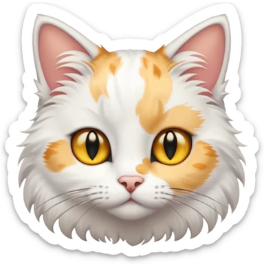 gatto bianco con macchie nere in testa e occhi gialli sticker