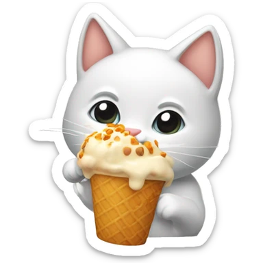 Un gato naranjo comiendo helado  sticker