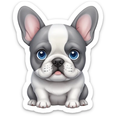 Bulldog francese bianco e grigio con occhi azzurri  sticker