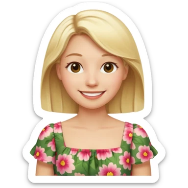 Blonde woman wearing floral dress sticker