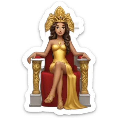 Brunette Goddess on throne sticker