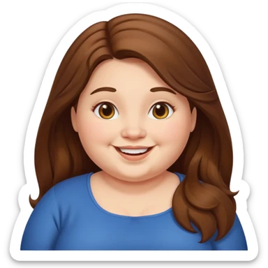 chubby lady with long brown hair sticker