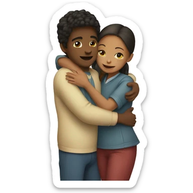 A girl and a boy hugging sticker
