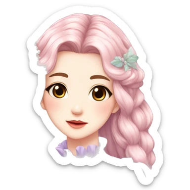 gorgeous pretty attractive anime lady beautiful hair with gorgeous dress fairycore cottagecore pastelcore detailed high quality trending VOGUE aesthetic head and bust sticker sticker