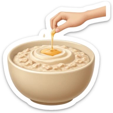 bowl of oatmeal with baby hand in it sticker