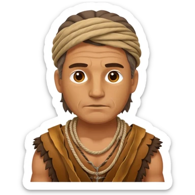 Ancient  man with animal skin clothes with ropes sticker