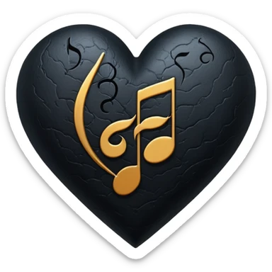 goth themed heart with a dark music note sticker