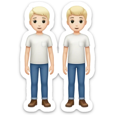 two best friends boys white skin full height working sticker