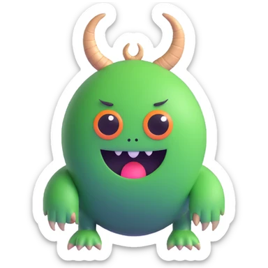 one-eyed green round monster with little horns like in Monsters Inc sticker