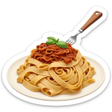 Cinematic Realistic Tagliatelle al Rag√π Dish Emoji, showcasing hand‚Äêcut pasta enveloped in a rich, slow‚Äêcooked meat sauce rendered with detailed textures and hearty, inviting lighting. sticker