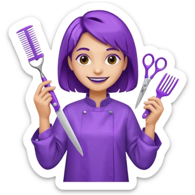 purple skinned mutant hairdresser sticker