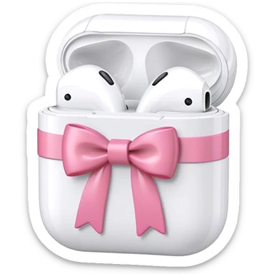 White Apple AirPods pink bow ribbon tied around case sticker