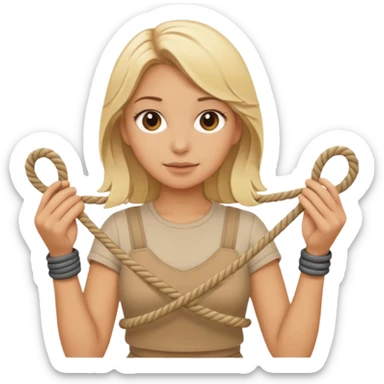 Blonde girl, lots of rope  sticker