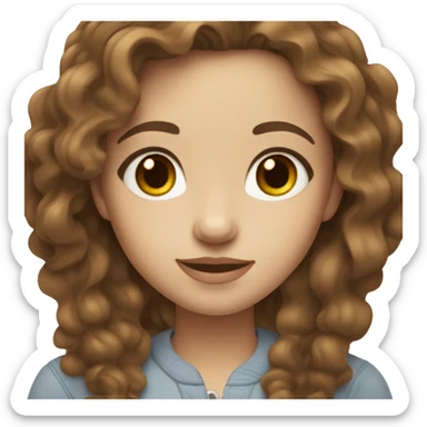 Cute it girl with wavy brown hair and brown eyes and white skin tone  sticker