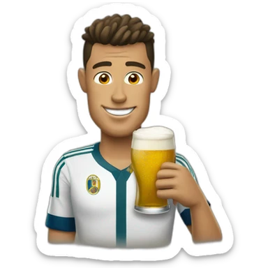 Ronaldo bois une bière avec homer sticker