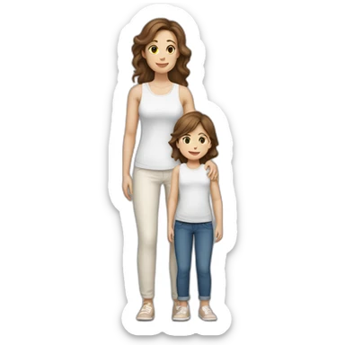 mother and child with brown hair5 and white skin full length sticker