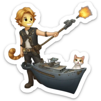 a cat kill a ship and ship kill cat sticker