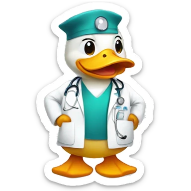 Cute duck wearing doctor uniform  sticker