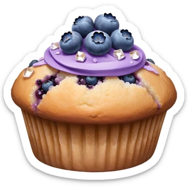 Lavender flower sprig muffin with berries and crystallized sugar sticker