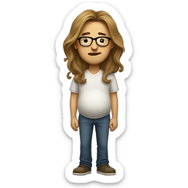 He's a guy with glasses, long hair, but he's pregnant. sticker