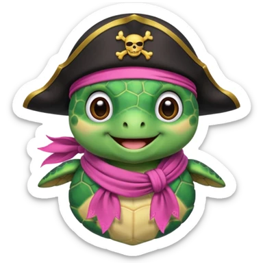 cute sea turtle wearing a pink pirate scarf sticker