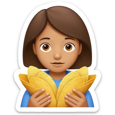 a potato chip sitting on the shoulder of a student sticker