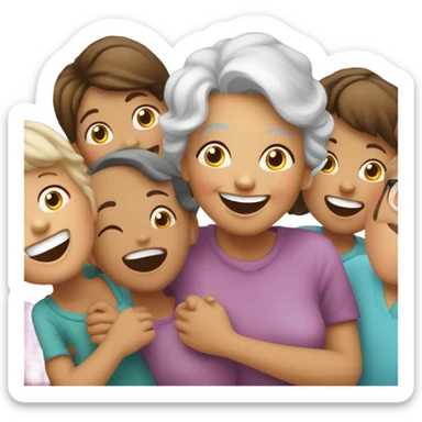 grandma playing with kids sticker